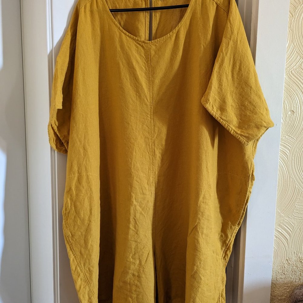 Mustard Yellow Linen Jumpsuit